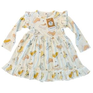 Larkspur Girls Ice Skating Dress - Cream and Yellow Size 4T NWT